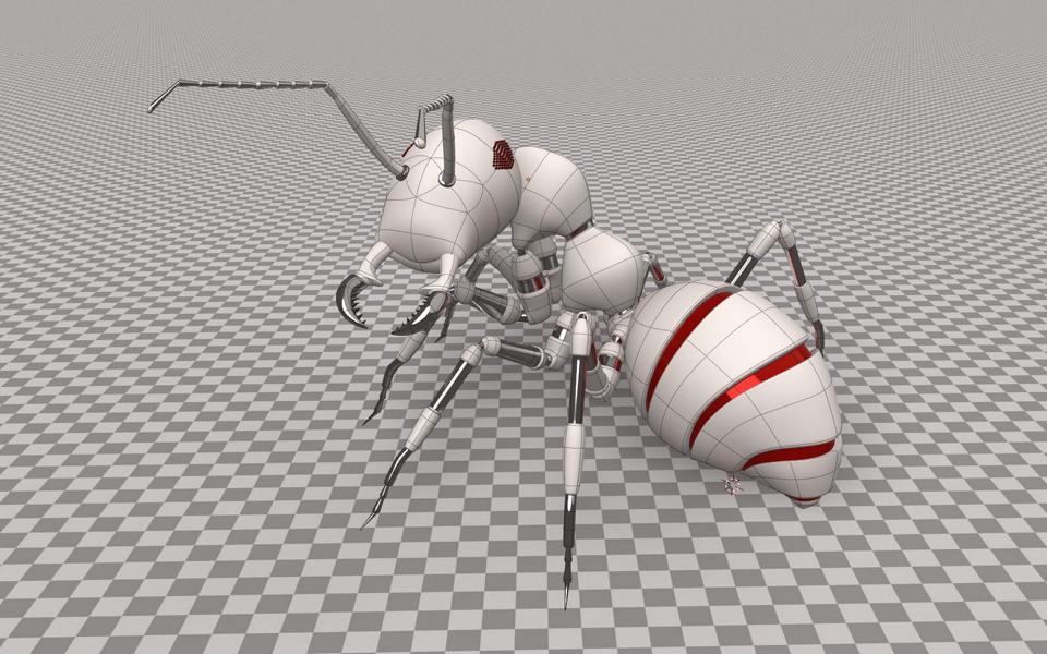 3D Modell einer Ameise mit technischer Optik